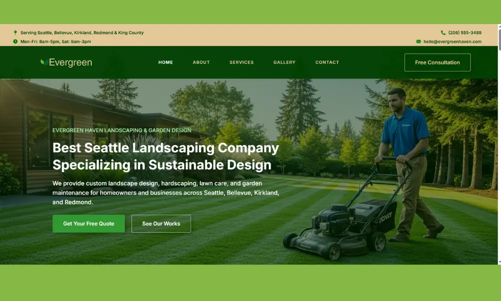 Evergreen Landscaping Website Design Case Study 1 landscaping website design case study for Evergreen Landscaping Service