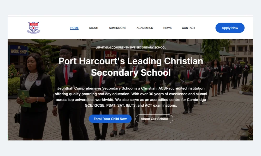 Jephthah Comprehensive Secondary School — Website Redesign, Wix to WordPress Migration, and Full SEO Strategy 1 Jephthah Comprehensive Secondary School website redesign by Atelier